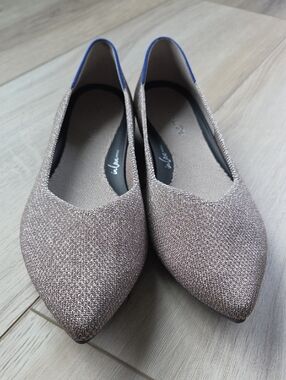 Rothy's The Point II In Dawn Metallic Gold Tweed 9.5 Ballet Flats